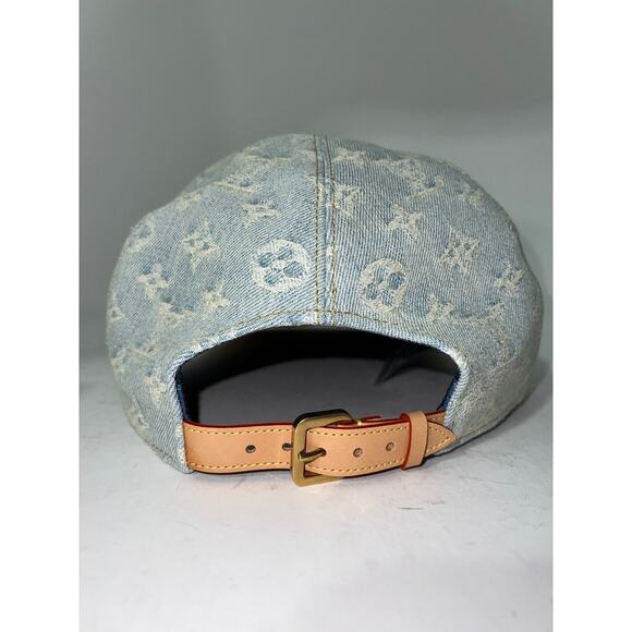 Louis Vuitton Monogram Legacy Cap Light Blue Denim LV Logo Sun Baseball Hat 58 - Picture 5 of 9
